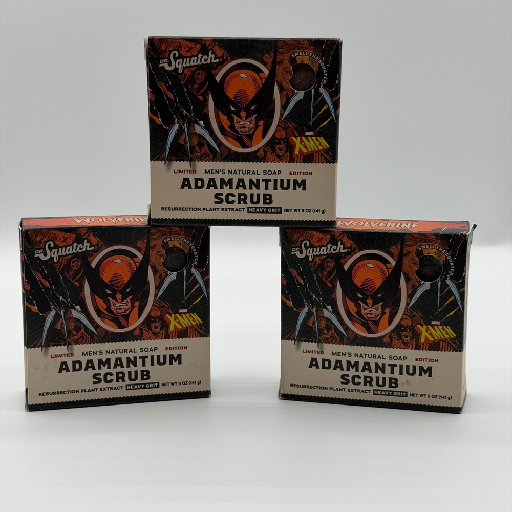 Dr. Squatch Adamantium Scrub Soap 3 Pack Marvel X-Men Wolverine Limited Edition